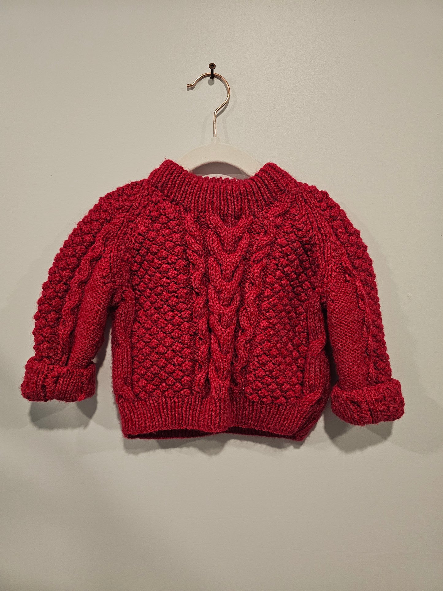Handmade Knitted Sweater Red Size 12m