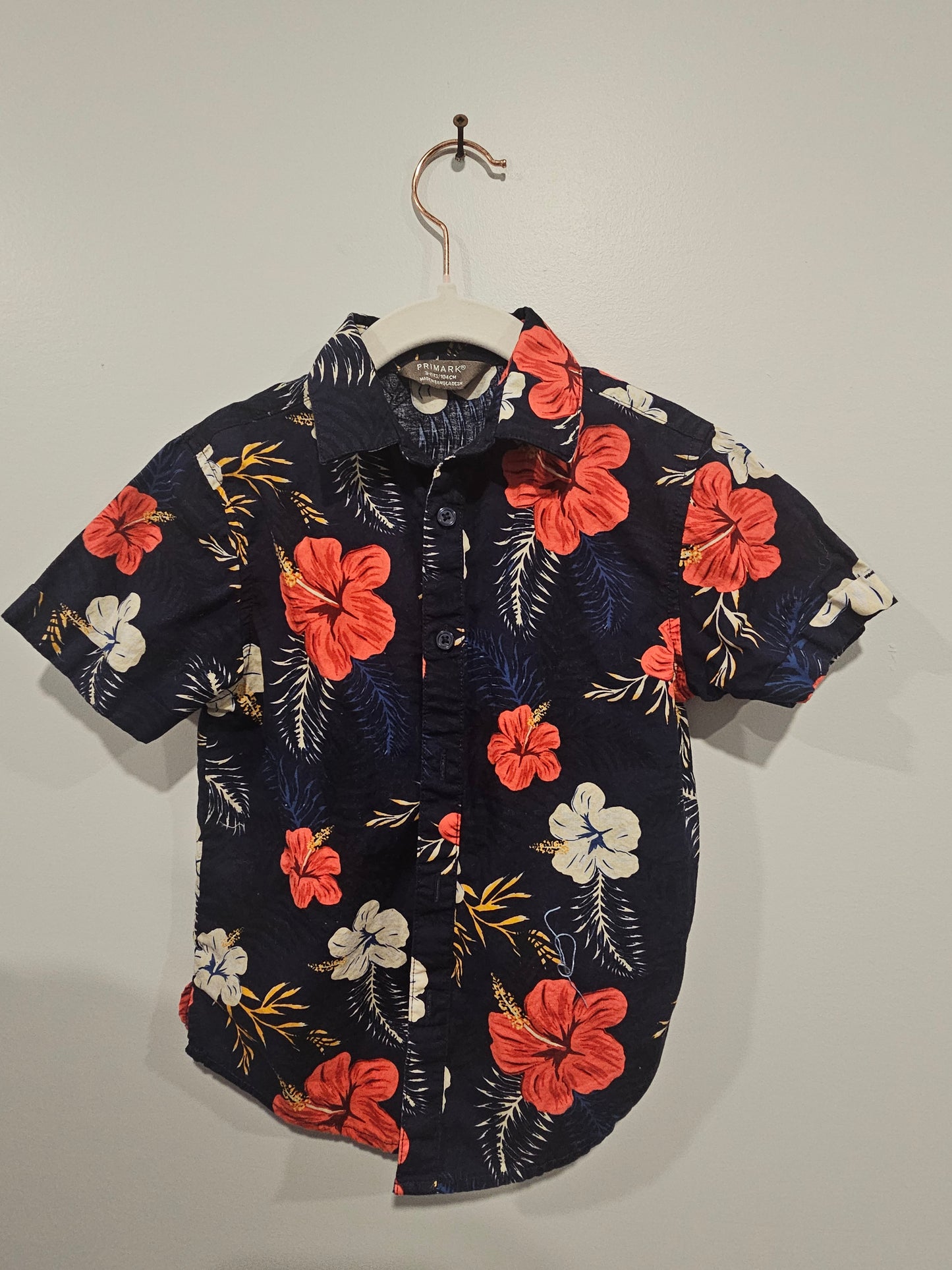 Primark Dress Shirt Blue Floral 3T
