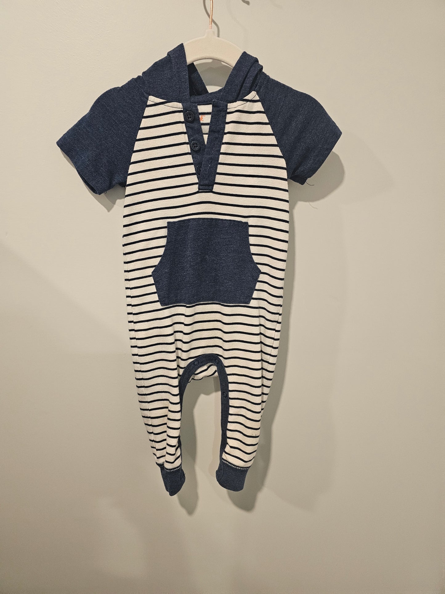 Cat & Jack Striped Blue and White Romper 6-9m