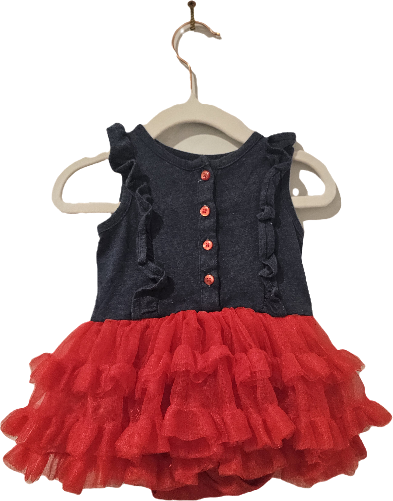 George Navy and Red Ruffle Dress 3-6m