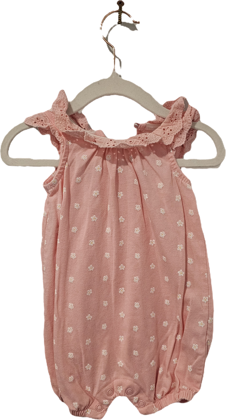 George Romper Pink with Flowers 3-6m