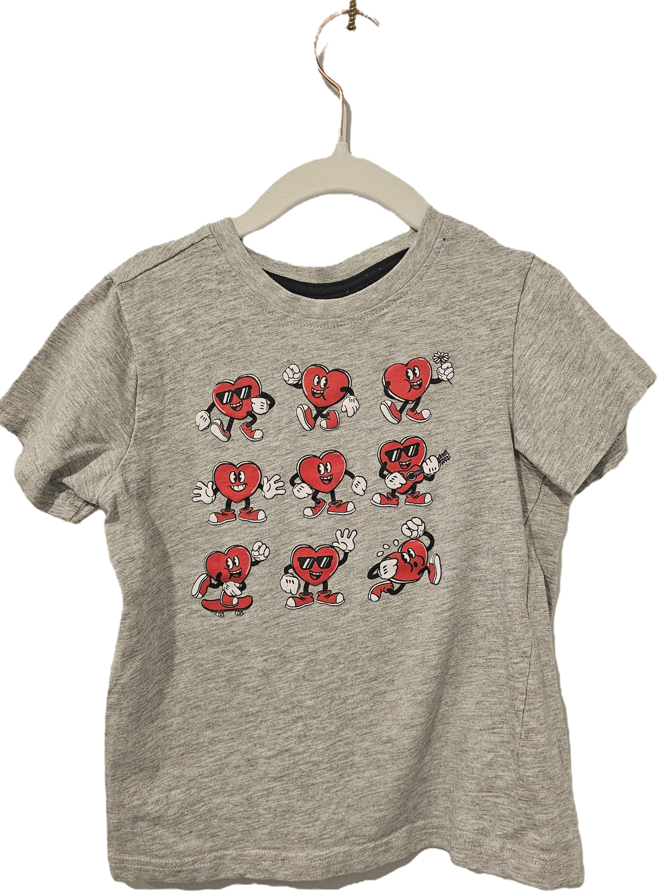 Grey with Hearts T Shirt 5-6yr