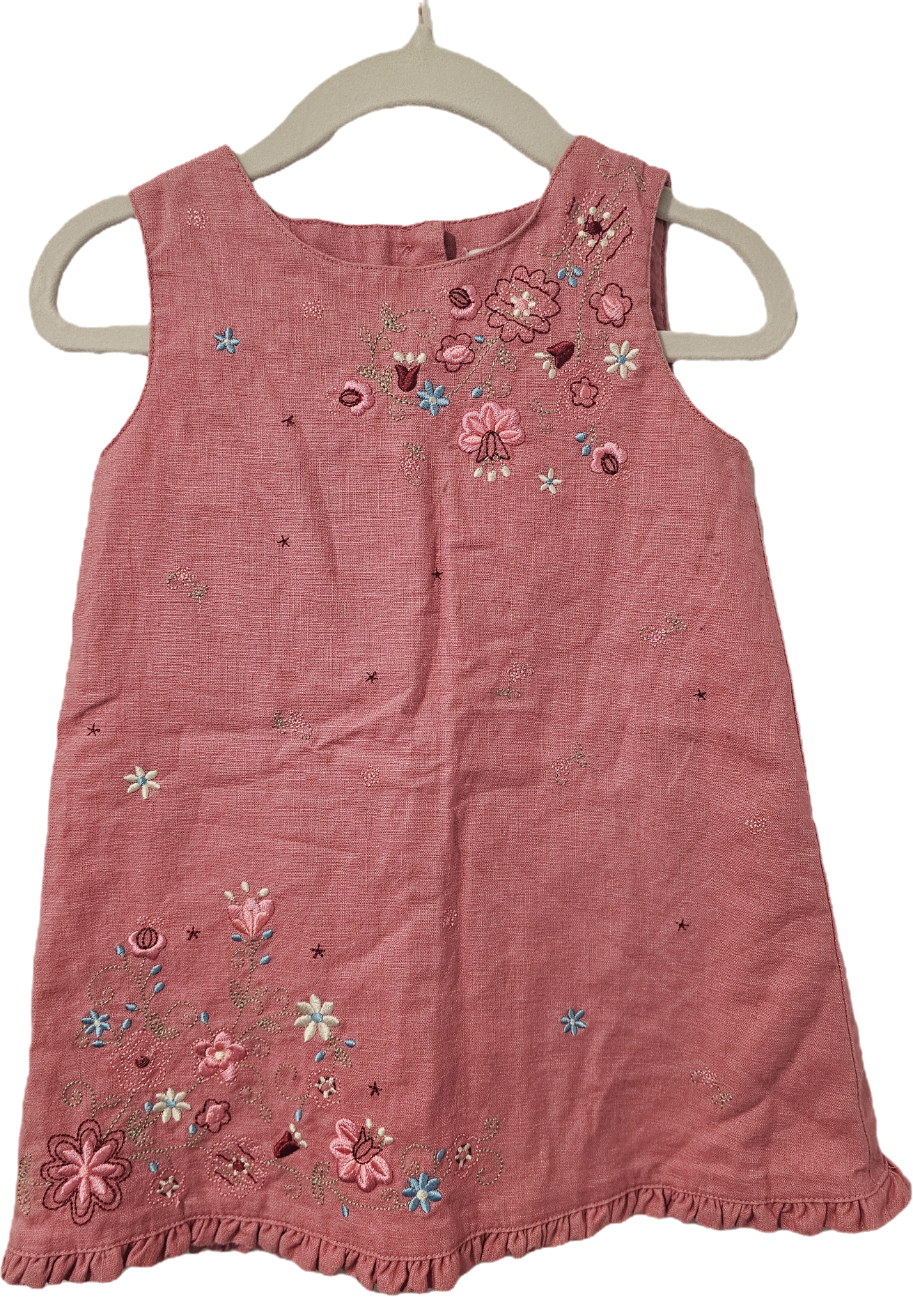 Pink Embroidered Linen Dress 12m