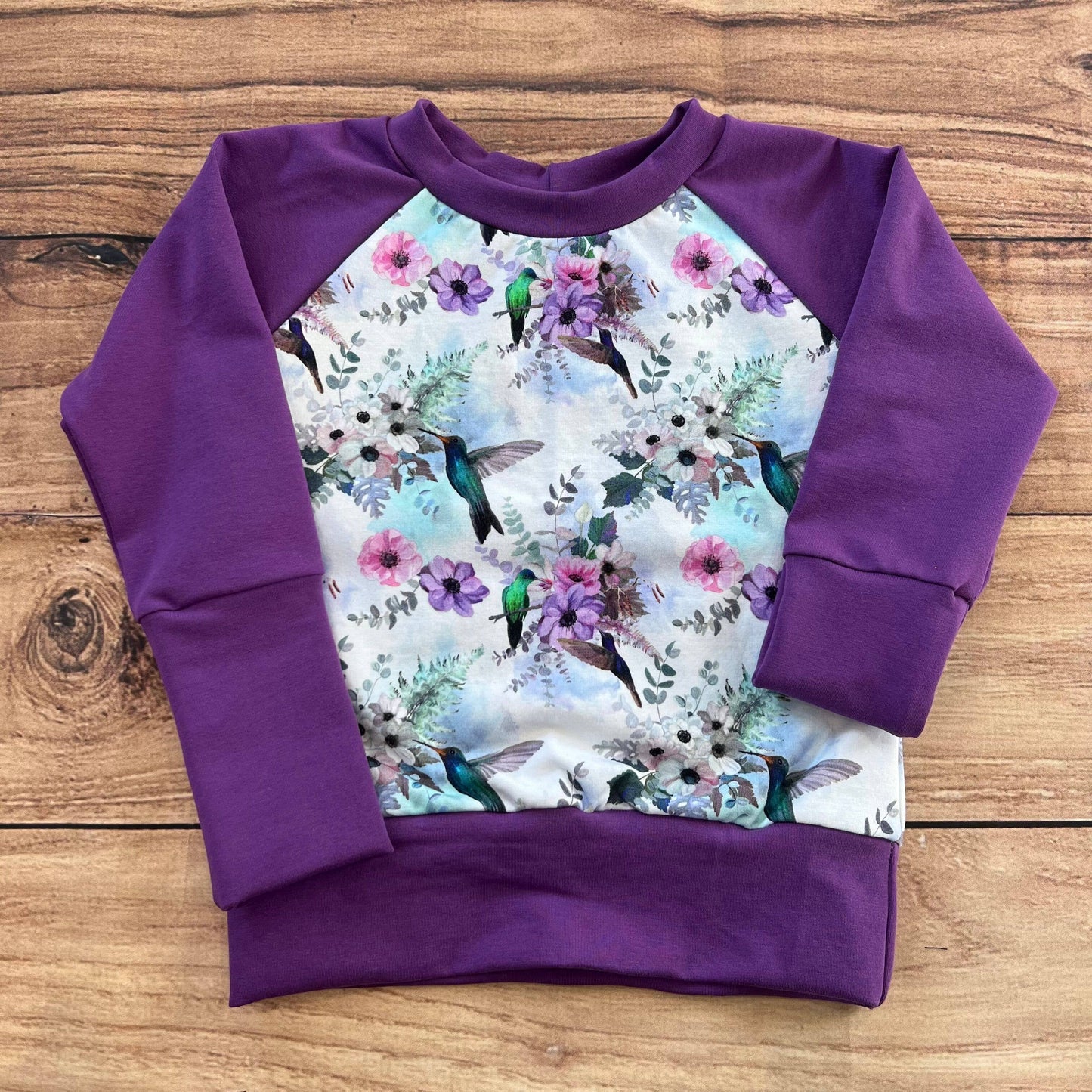 Hummingbird Floral Grow With Me Sweater: 1-3 Years