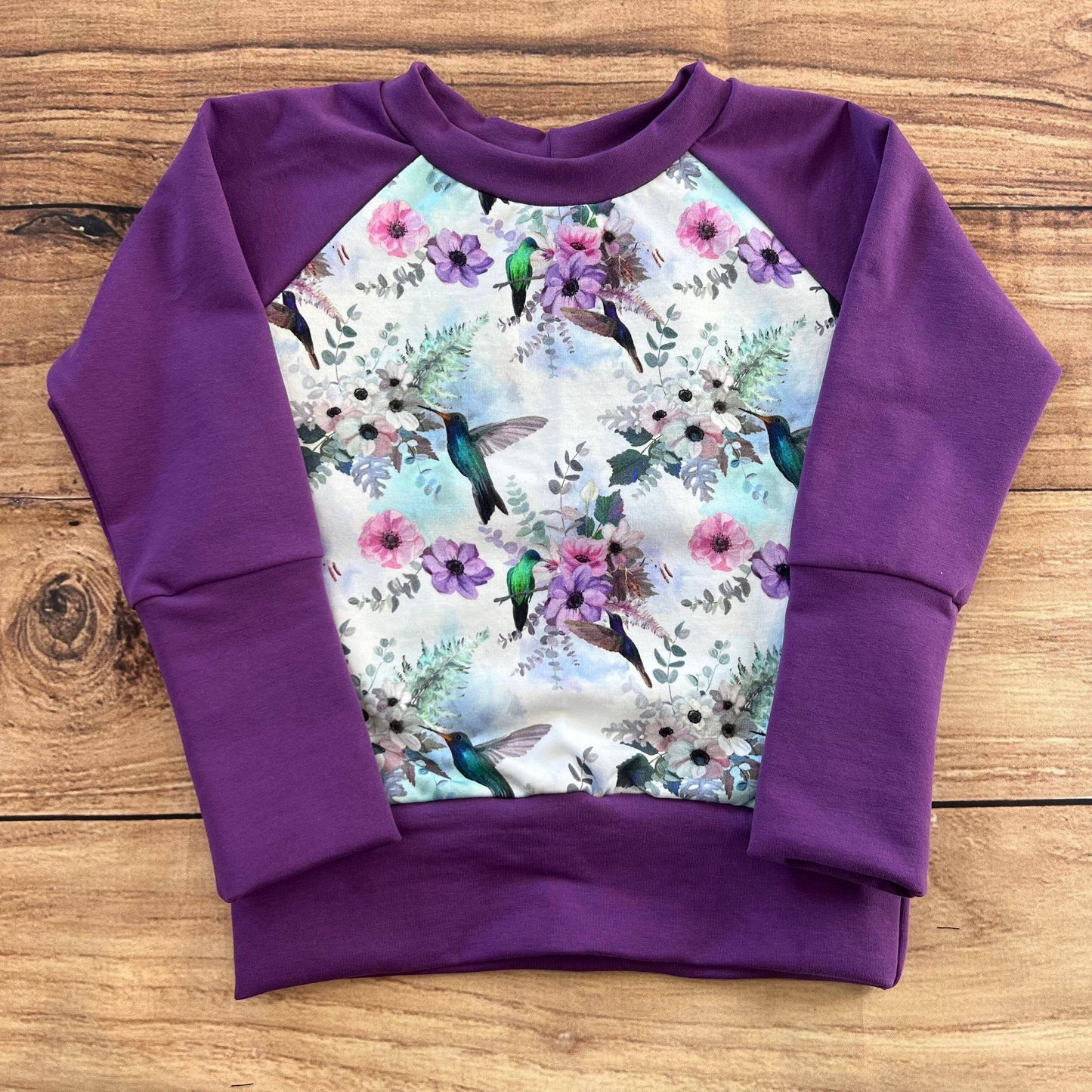Hummingbird Floral Grow With Me Sweater: 1-3 Years