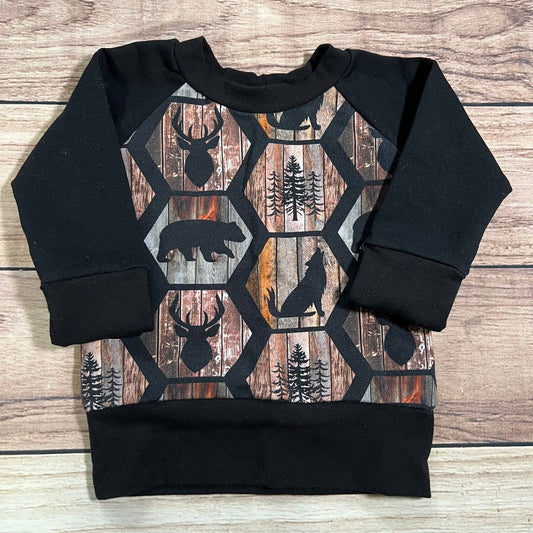 Rustic Forest Hexagons Grow With Me Sweater: 3-12 Months