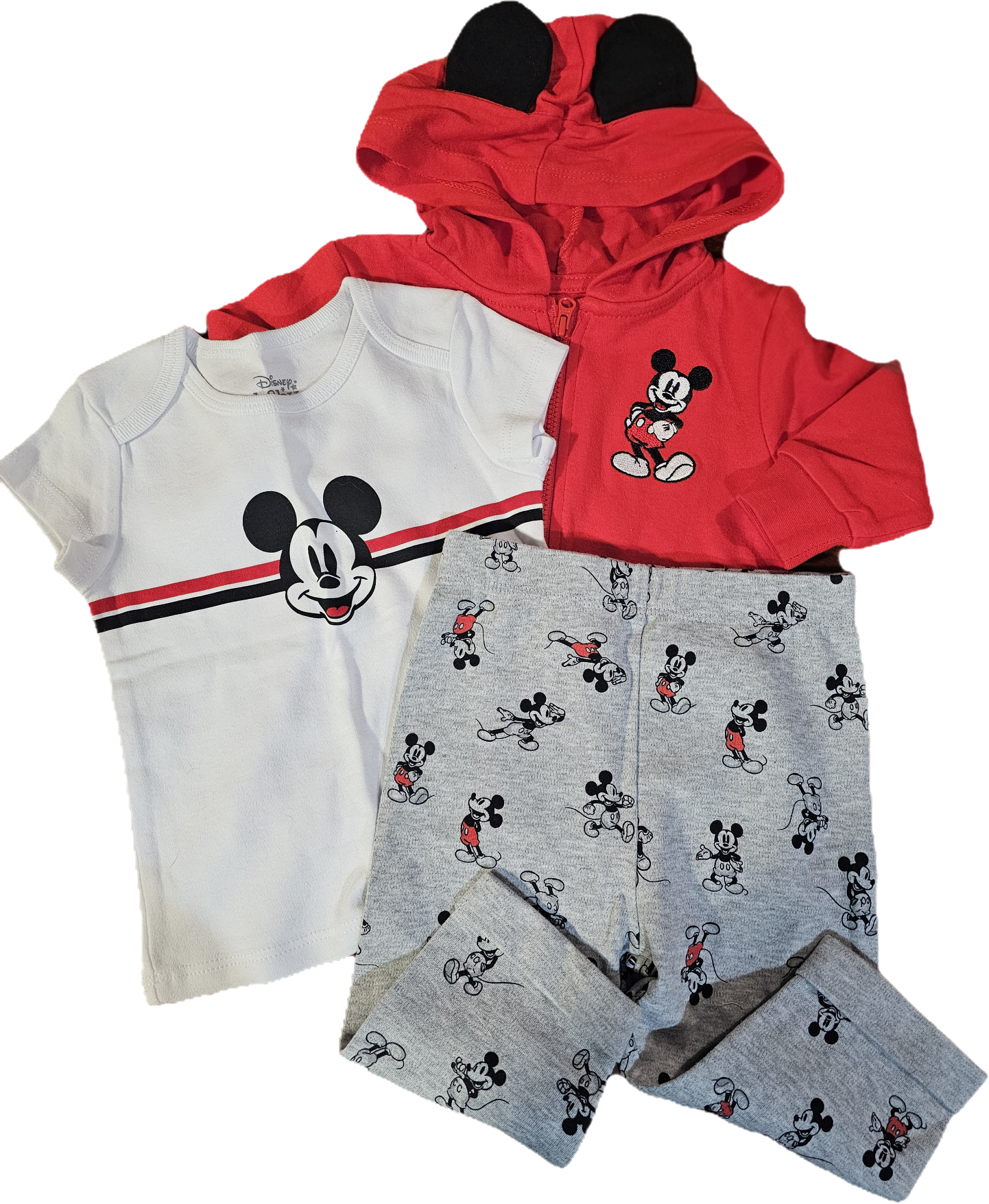 New 3 pc Disney Baby pants, shirt, sweater 6m