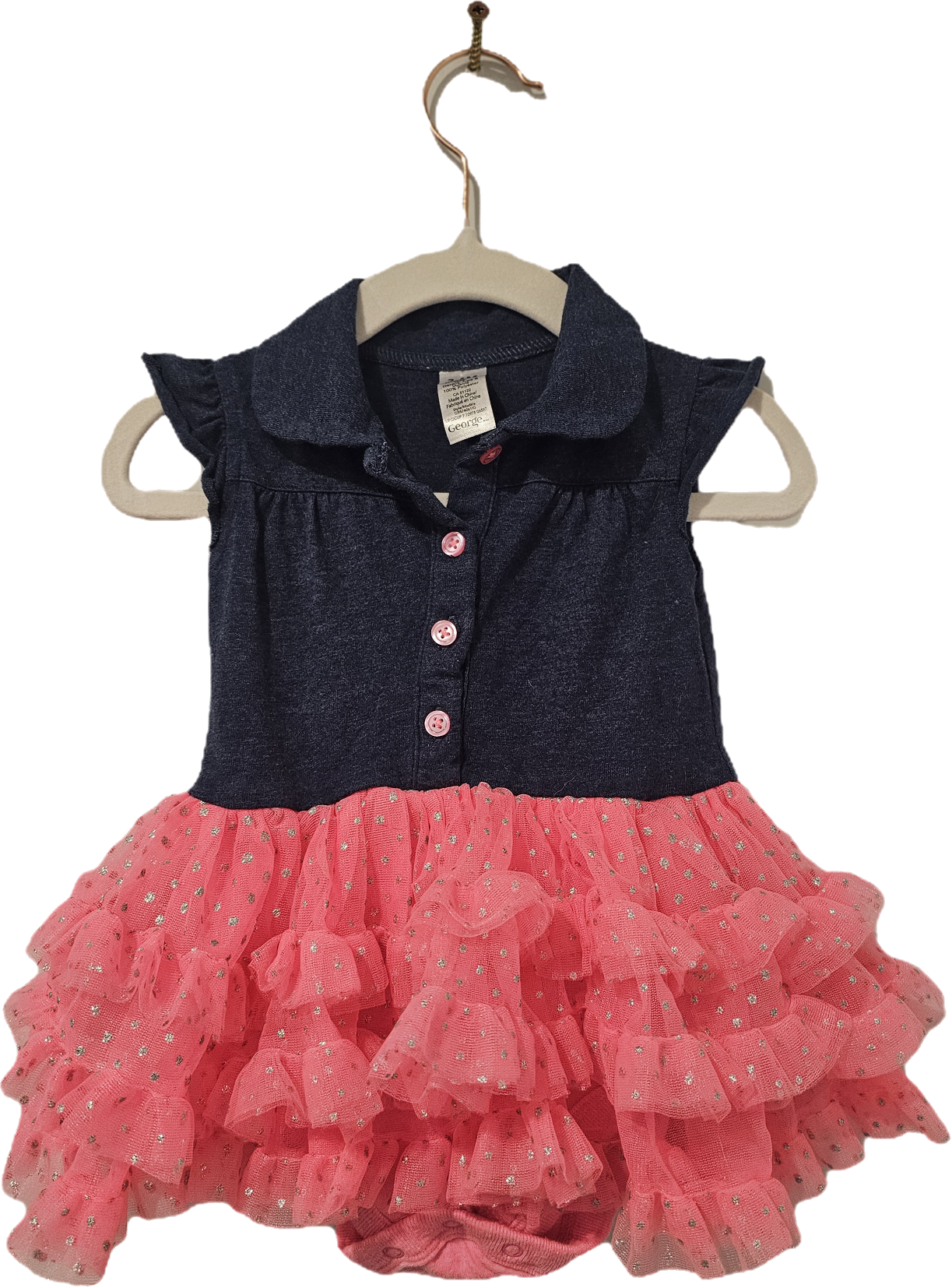 George Navy and Pink Dress with Ruffles Size 3-6m