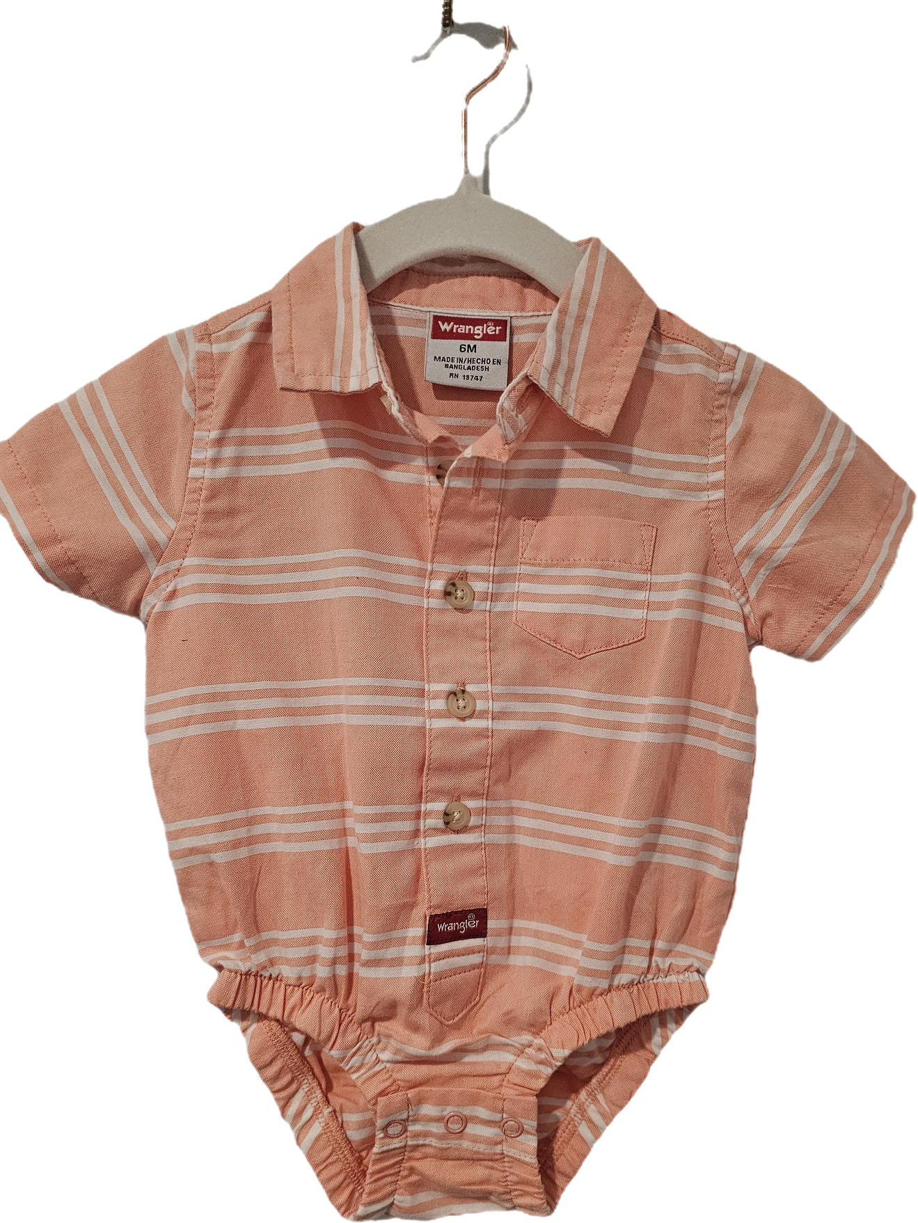 Wrangler Onesie Peach Striped 6m