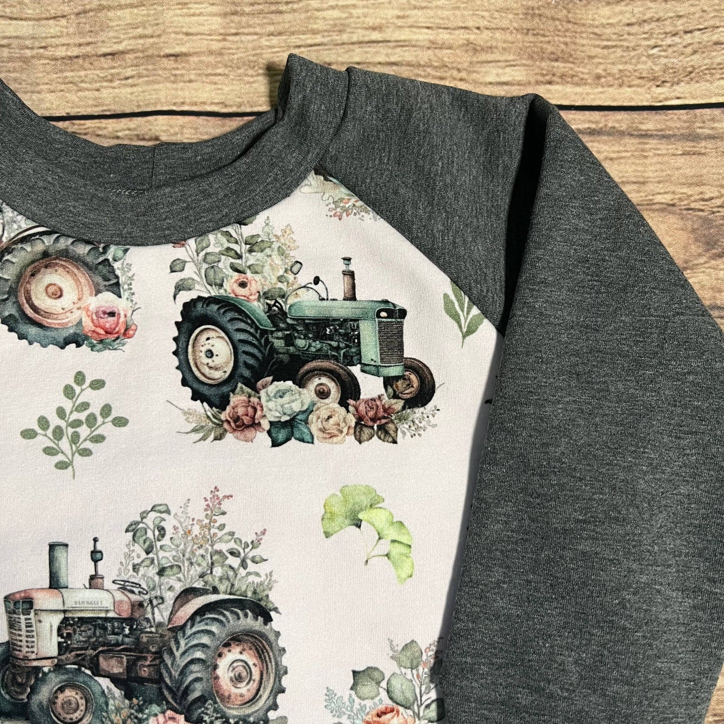 Vintage Floral Tractors Grow With Me Sweater: 1-3 Years